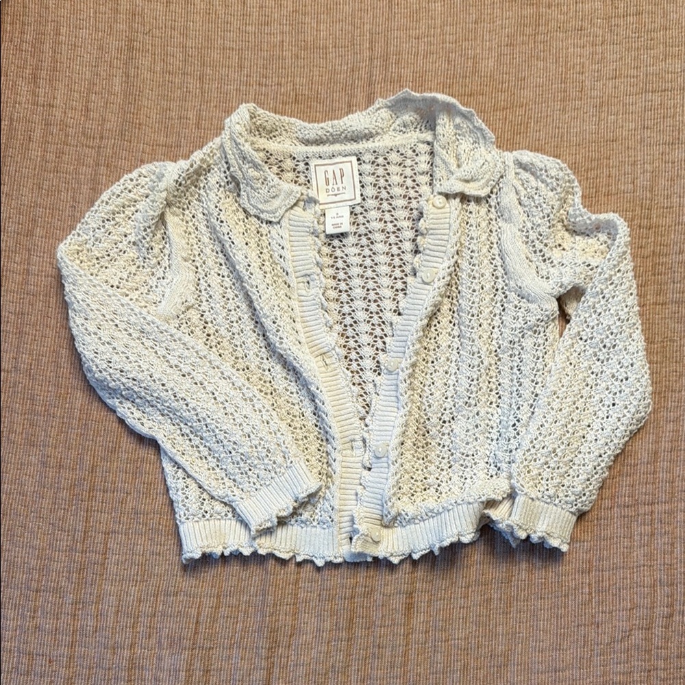 GAP Open-Knit Cream Button-Front Sweater